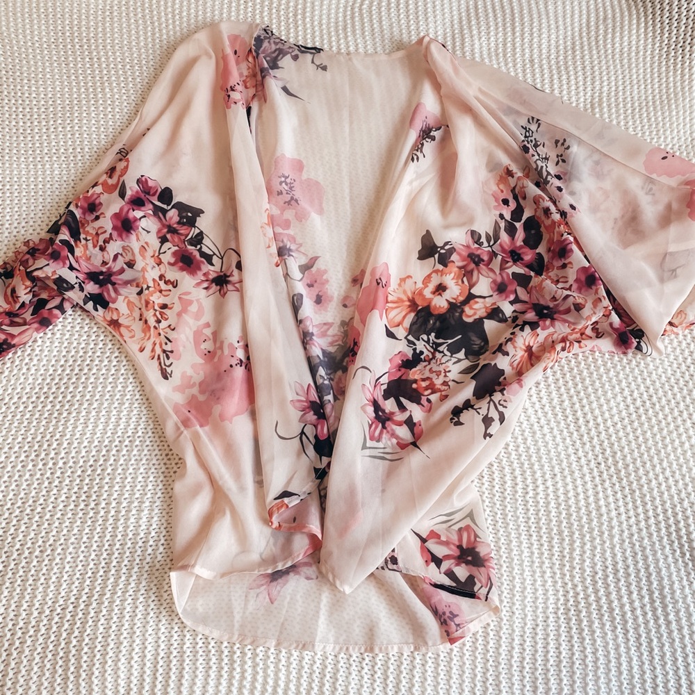 Pink floral kimono